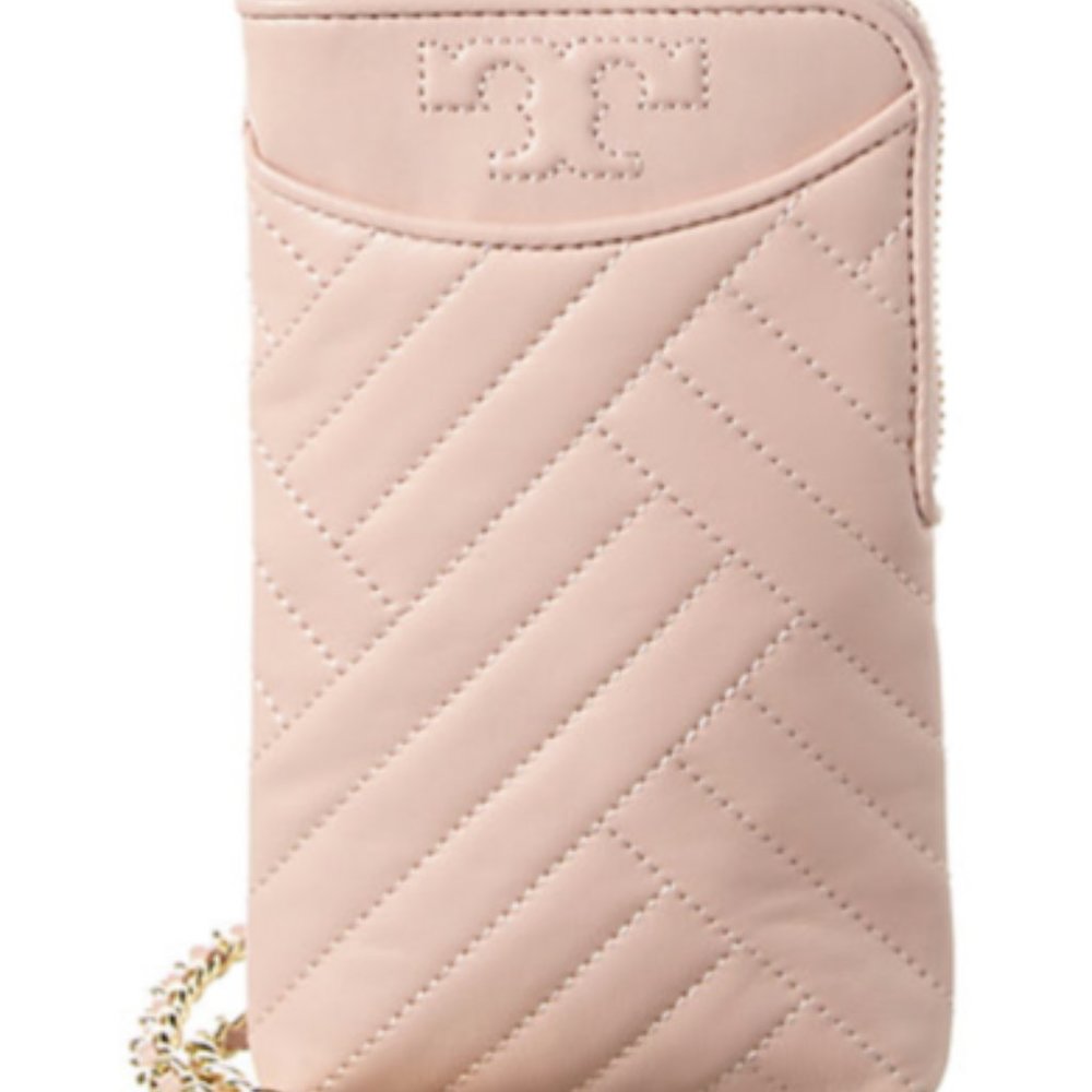 Tory Burch Alexa Phone Crossbody in Shell Pink Nude Beige NEW